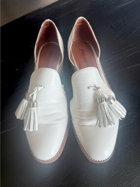 Jeffrey Campbell White Leather Tassel Loafers